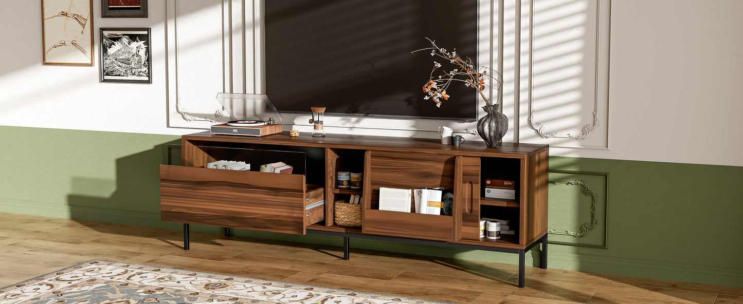 70.9" Brown MDF TV Stand with Storage - Modern Media Console for Living Room