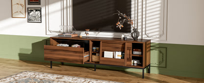 70.9" Brown MDF TV Stand with Storage - Modern Media Console for Living Room