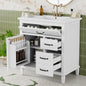 30 Inch Bathroom Vanity with Ceramic Sink Top, Solid Wood Frame, MDF & Pine Cabinet, Flip Drawers, Adjustable Shelf, and Zinc Alloy Handles, Freestanding Storage Cabinet (Faucet Not Included)
