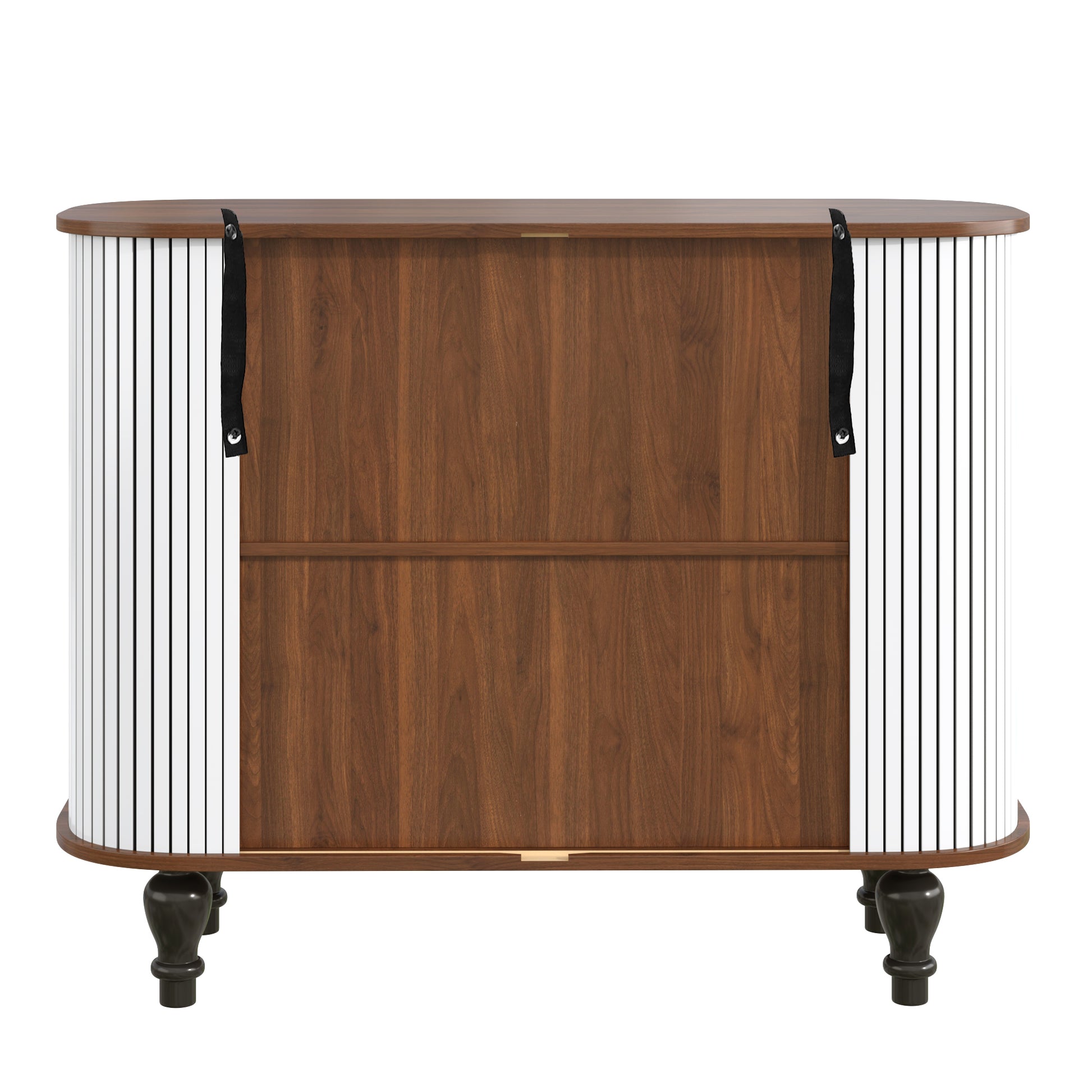 39" Fluted Liquor & Coffee Bar Cabinet - White MDF Metal