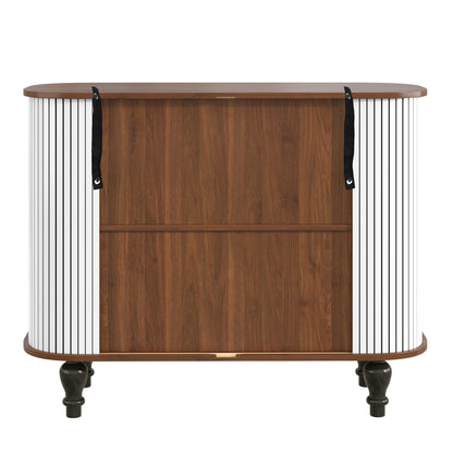 39" Fluted Liquor & Coffee Bar Cabinet - White MDF Metal