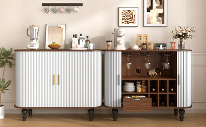 39" Fluted Liquor & Coffee Bar Cabinet - White MDF Metal
