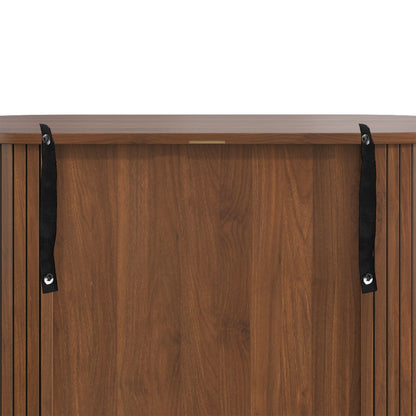 Walnut Wine Bar Cabinet - 28" Sideboard with Wine Rack