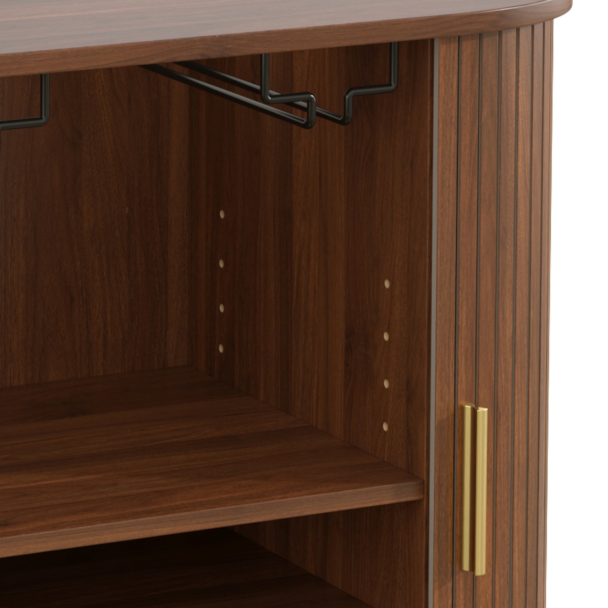 Walnut Wine Bar Cabinet - 28" Sideboard with Wine Rack