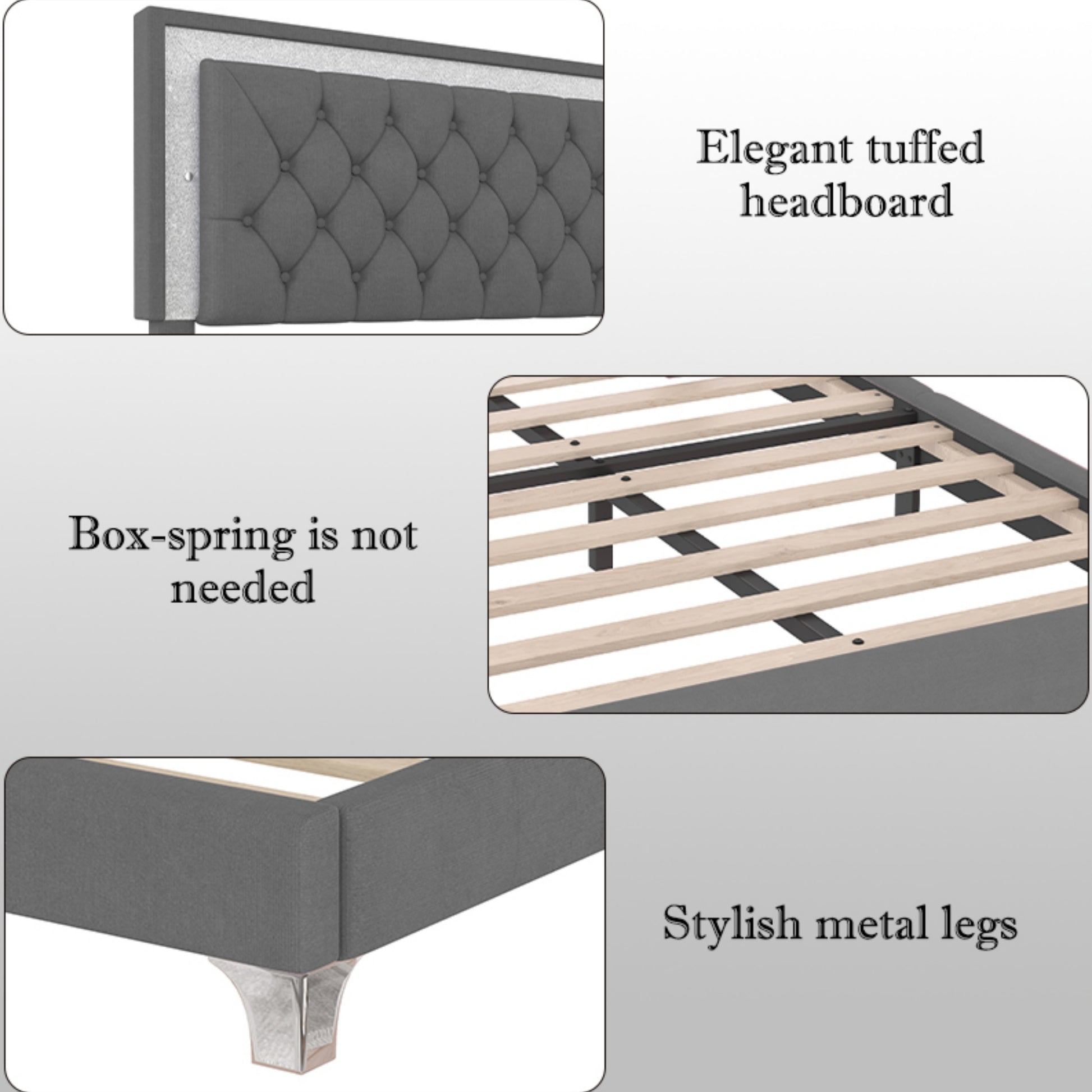 Queen Velvet Upholstered Bed Frame with LED Lights for Bedroom