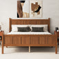 Queen Size Flat Panel Bed with Headboard & Footboard, Minimalist Modern Platform Bed with Wood Grain Finish, Shaker and Farmhouse Style Design, Sleek and Functional Bedroom Furniture,Light Walnut
