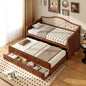 Twin Daybed with Trundle, Twin Size Daybed with 2 Storage Drawers, Wooden Sofa Bed with Upholstered Button Tufted Backrest for Living Room, Bedroom, Guest Room,Walnut
