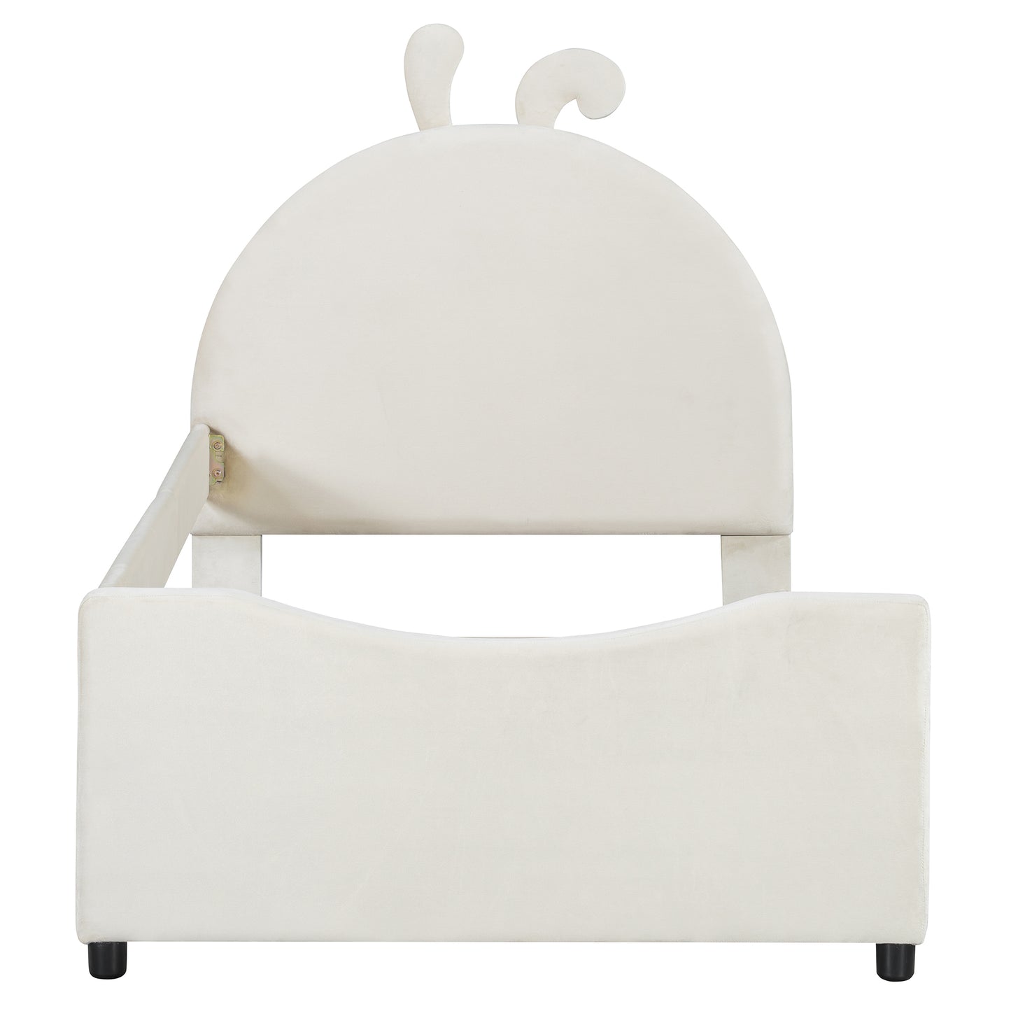 Upholstered Daybed - Beige Velvet Rabbit Ear Headboard (Twin)