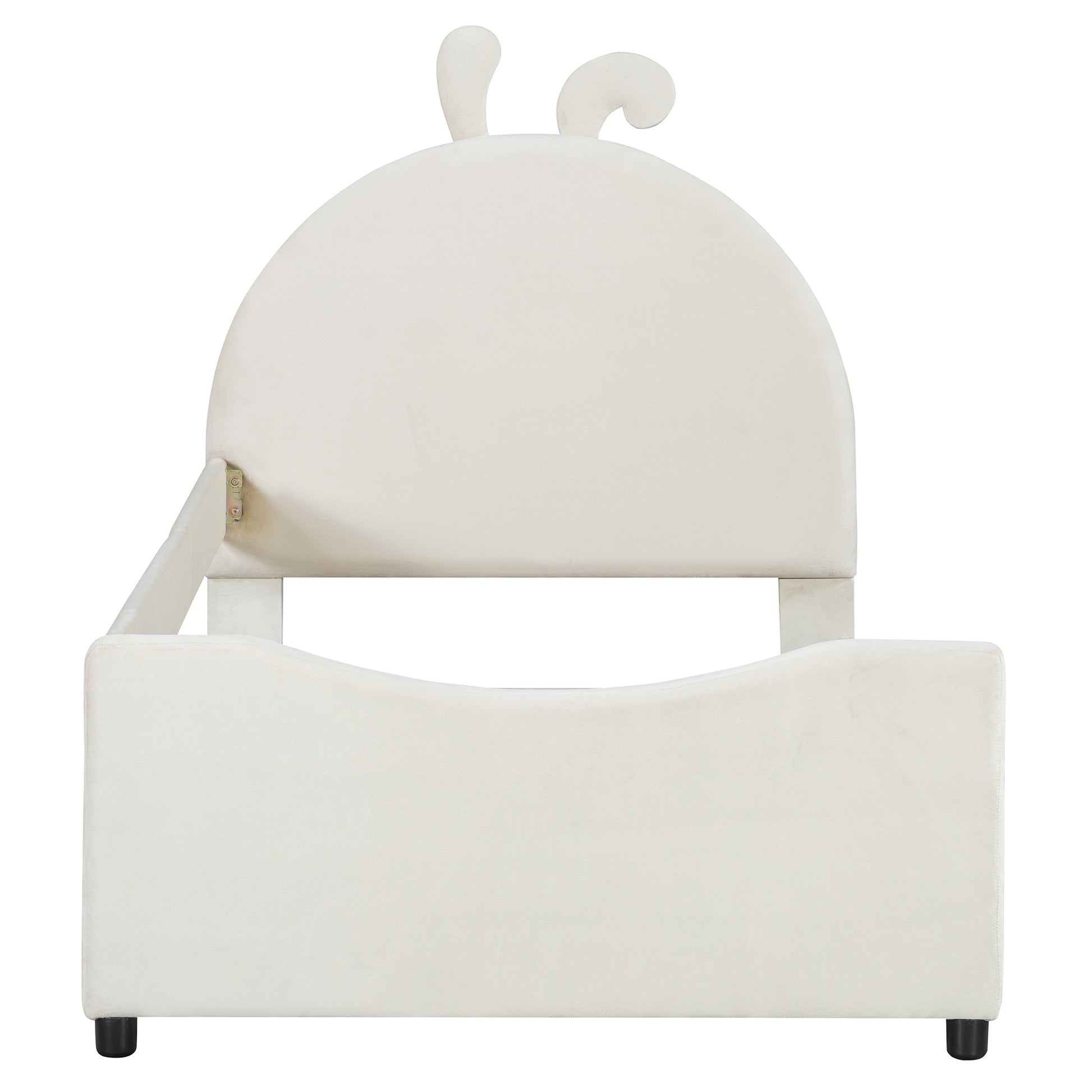 Upholstered Daybed - Beige Velvet Rabbit Ear Headboard (Twin)