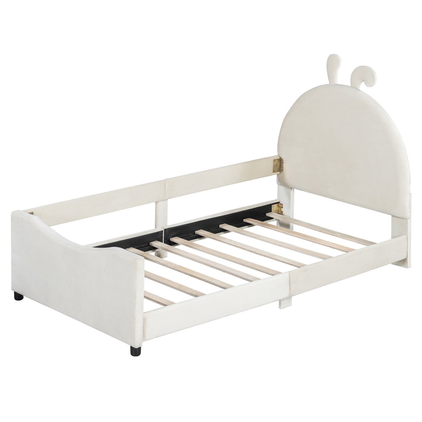 Upholstered Daybed - Beige Velvet Rabbit Ear Headboard (Twin)