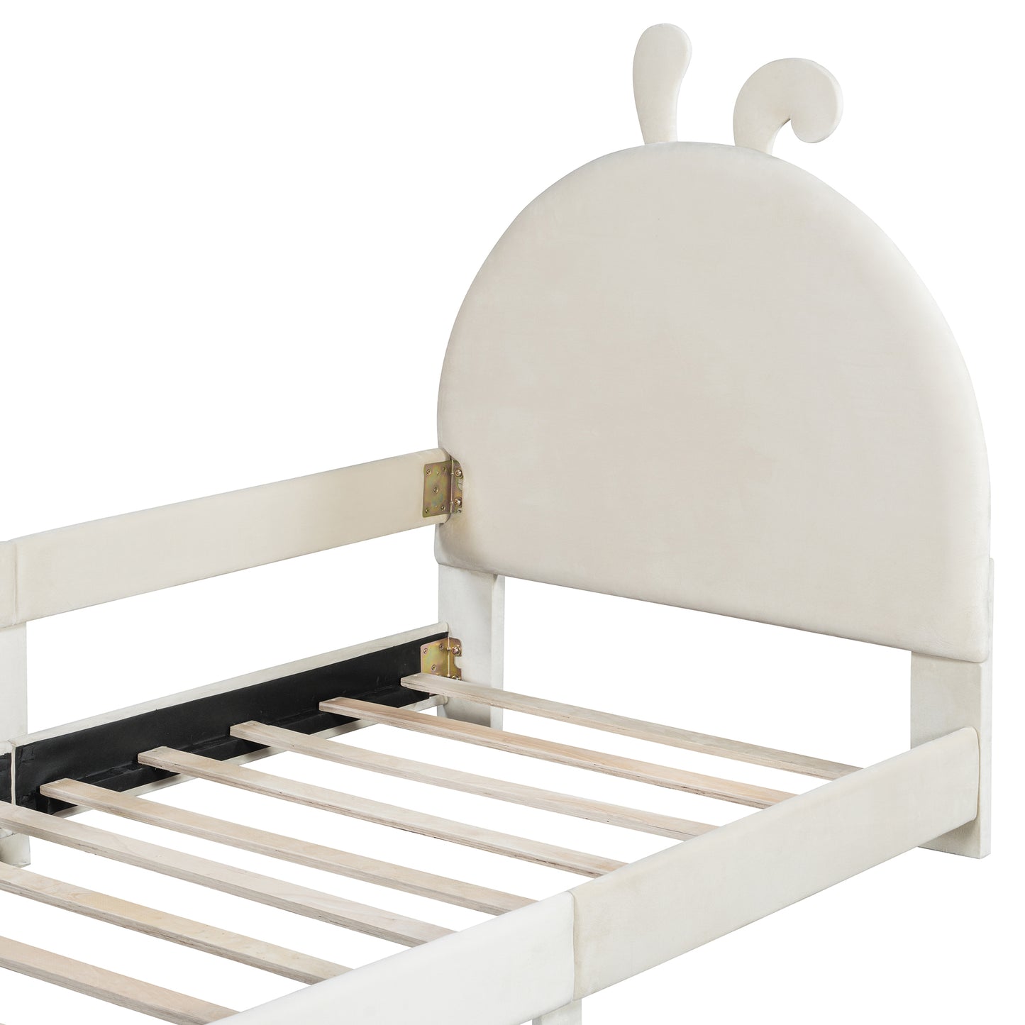 Upholstered Daybed - Beige Velvet Rabbit Ear Headboard (Twin)