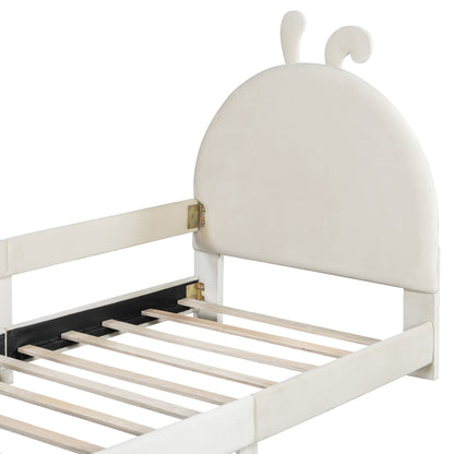 Upholstered Daybed - Beige Velvet Rabbit Ear Headboard (Twin)