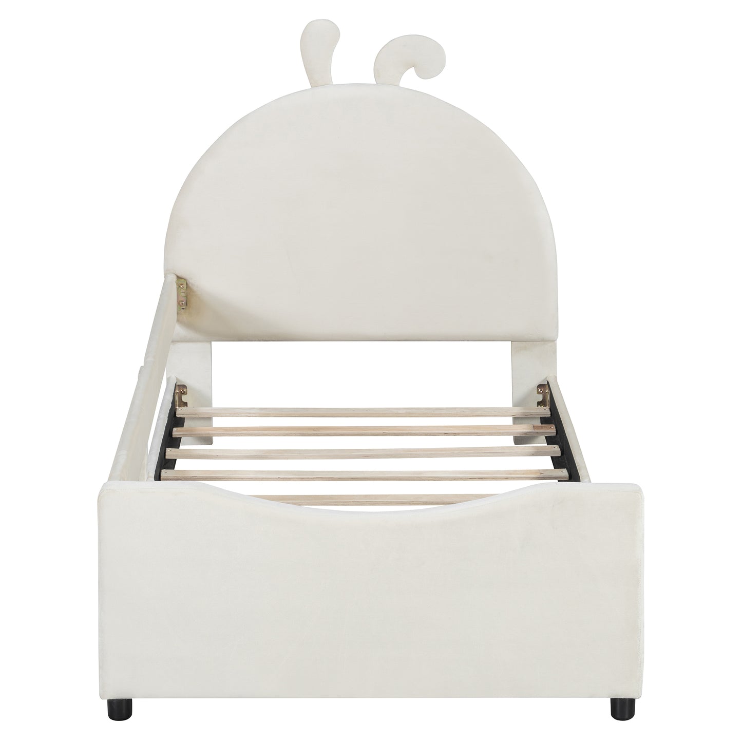 Upholstered Daybed - Beige Velvet Rabbit Ear Headboard (Twin)