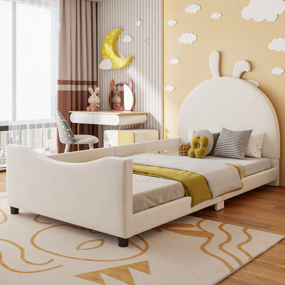 Twin Size Upholstered Daybed with Rabbit Ear Shaped Headboard, Beige(OLD SKU: WF308907AAA)