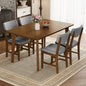 Rustic 5-Piece Dining Set - 1 Solid Wood Table + 4 Upholstered Chairs, Farmhouse-Style Dining Furniture for Kitchen & Dining Room, Minimalist Dining Set for 4, Walnut
