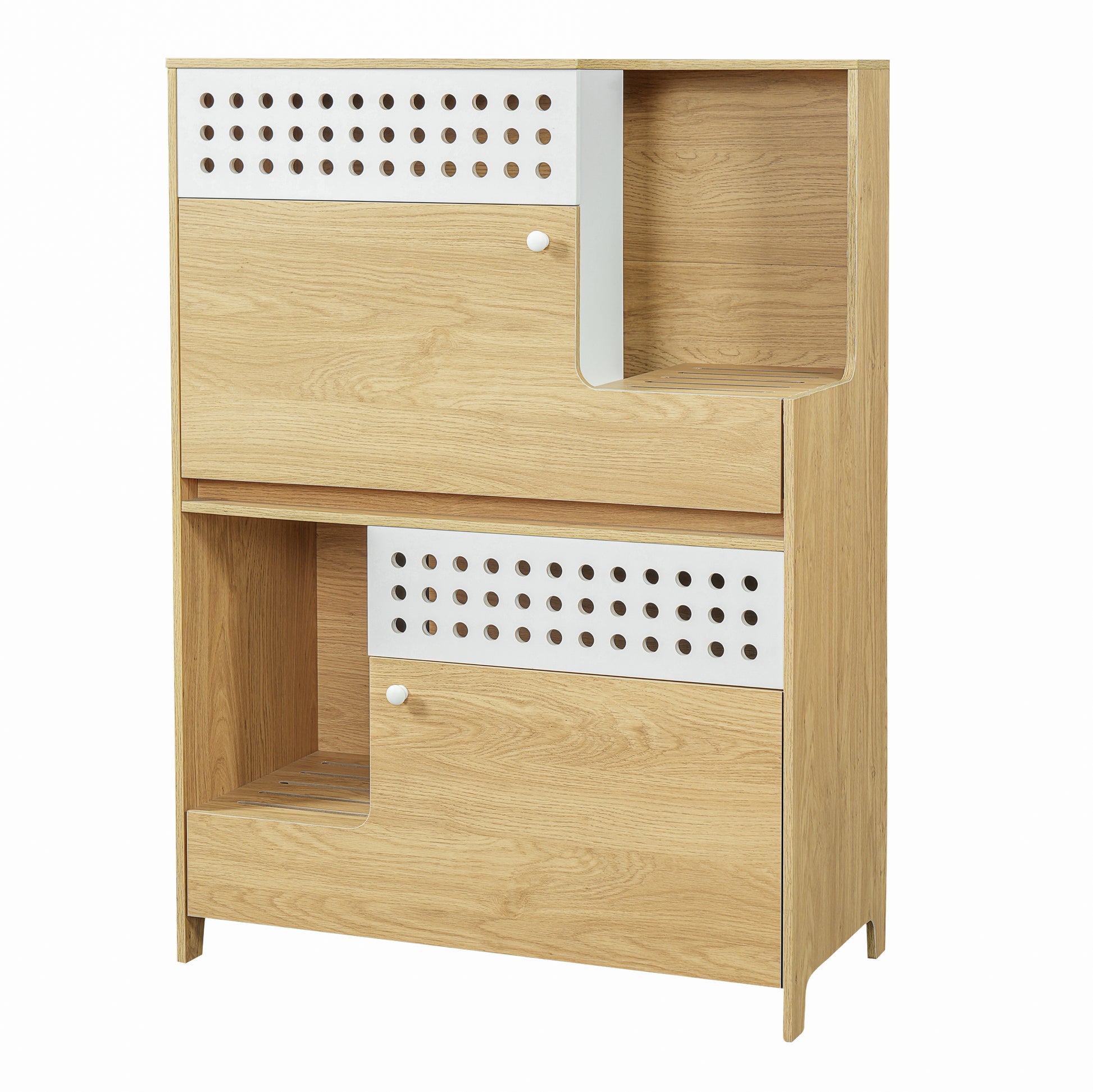 Mid-Century Modern Cat Furniture with Storage - Natural