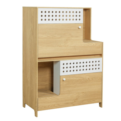 Mid-Century Modern Cat Furniture with Storage - Natural