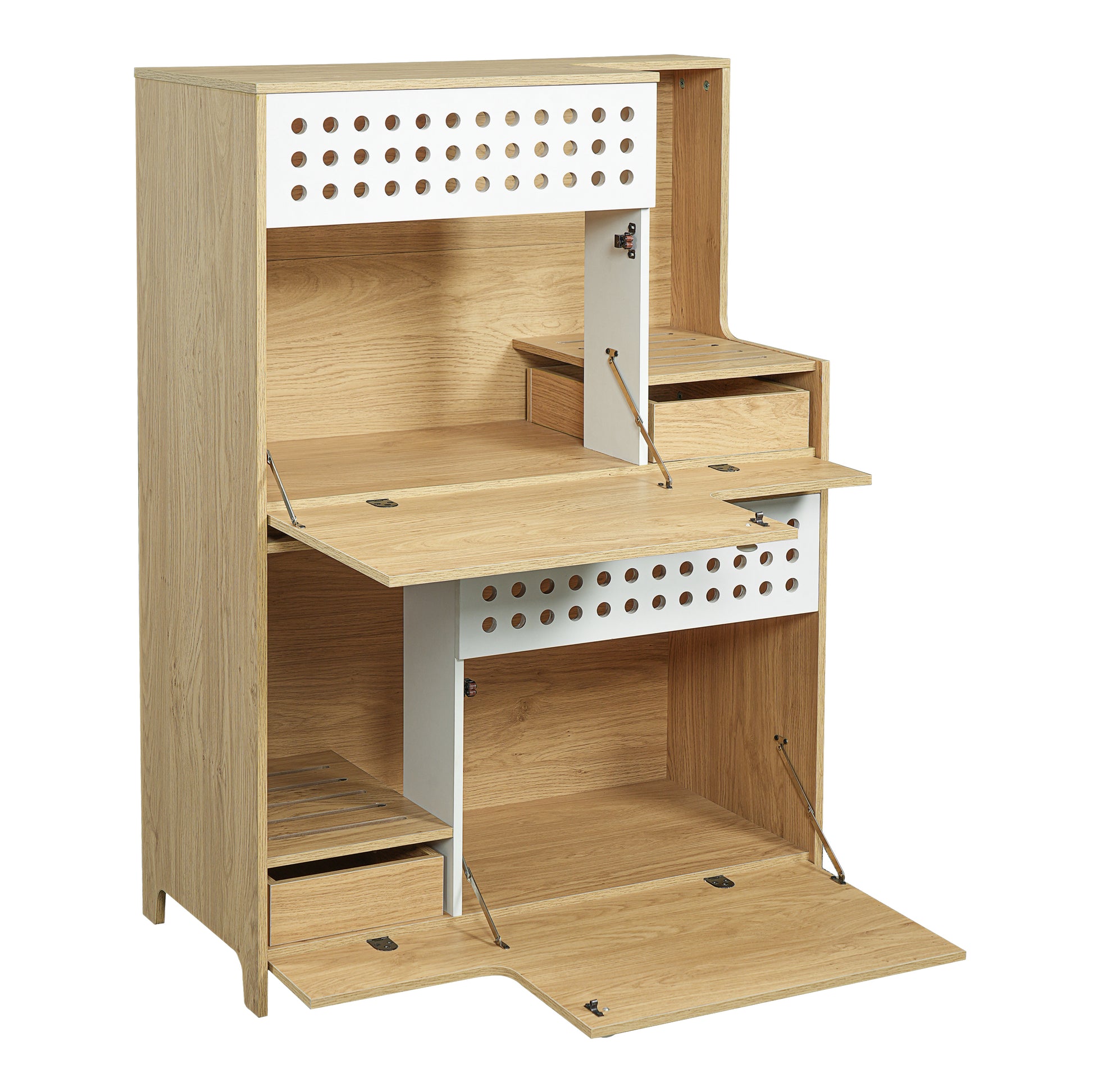 Mid-Century Modern Cat Furniture with Storage - Natural