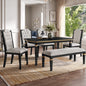 6-Piece Kitchen Dining Table Set, 60" Rectangular Table and 4 High-Back Tufted Chairs & 1 Bench for Dining Room and Kitchen (Black) (OLD SKU: N752S000080)