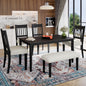 6-Piece Retro Dining Room Set, Classic Kitchen Furniture Set, Wooden Rectangular Table and 4 Chairs with Bench for kitchen & Dining Room, Easy Assembly, Space Saving, DOVETAIL GREY (N752S000031)