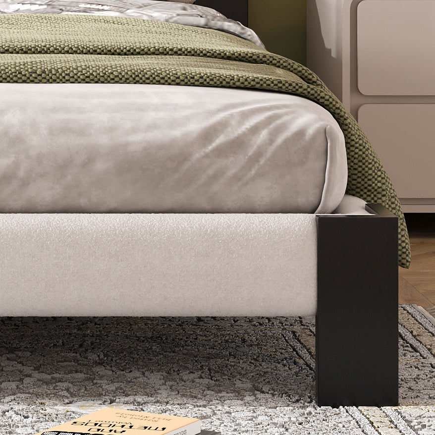 Queen Beige Black Wood Bed Frame - Box Spring Not Needed
