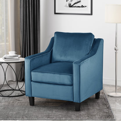 Blue Velvet Upholstered Club Chair