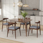 [Video] 5-Piece Dining Set 1 Table 4 Chairs, Rubberwood Frame, Faux Wood Tabletop, Retro - Elegant for Kitchen & Family Dining, Walnut+Light Gray (same sku: N759S002001D)