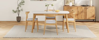 Mid-Century Modern Dining Table Set - 5 Piece with Beige Chairs