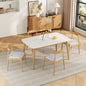 5-Piece Mid-Century Modern Dining Set - Solid Wood Frame Table + 4 Beige Upholstered Chairs, White Oak+Beige (same sku: N759S296907K)