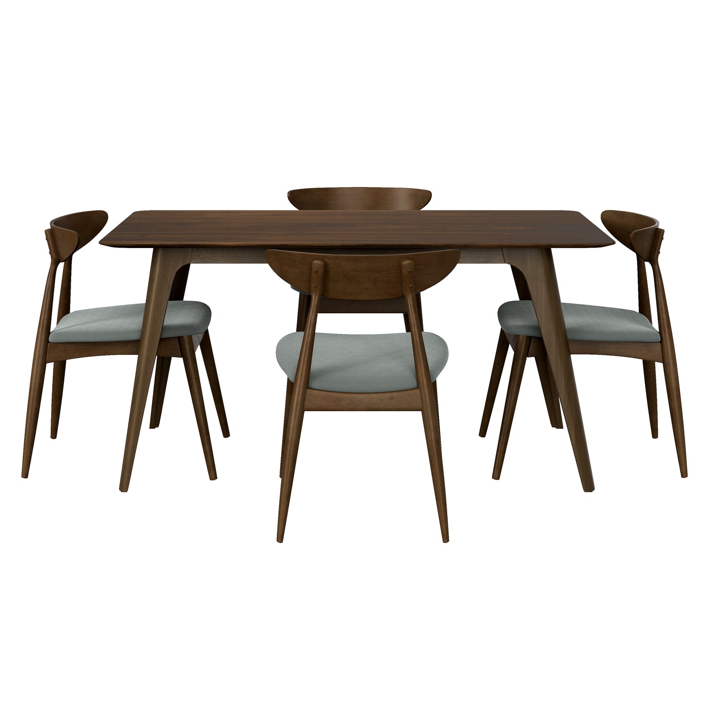 5 Piece Dining Table Set with Chairs - Rubberwood Frame
