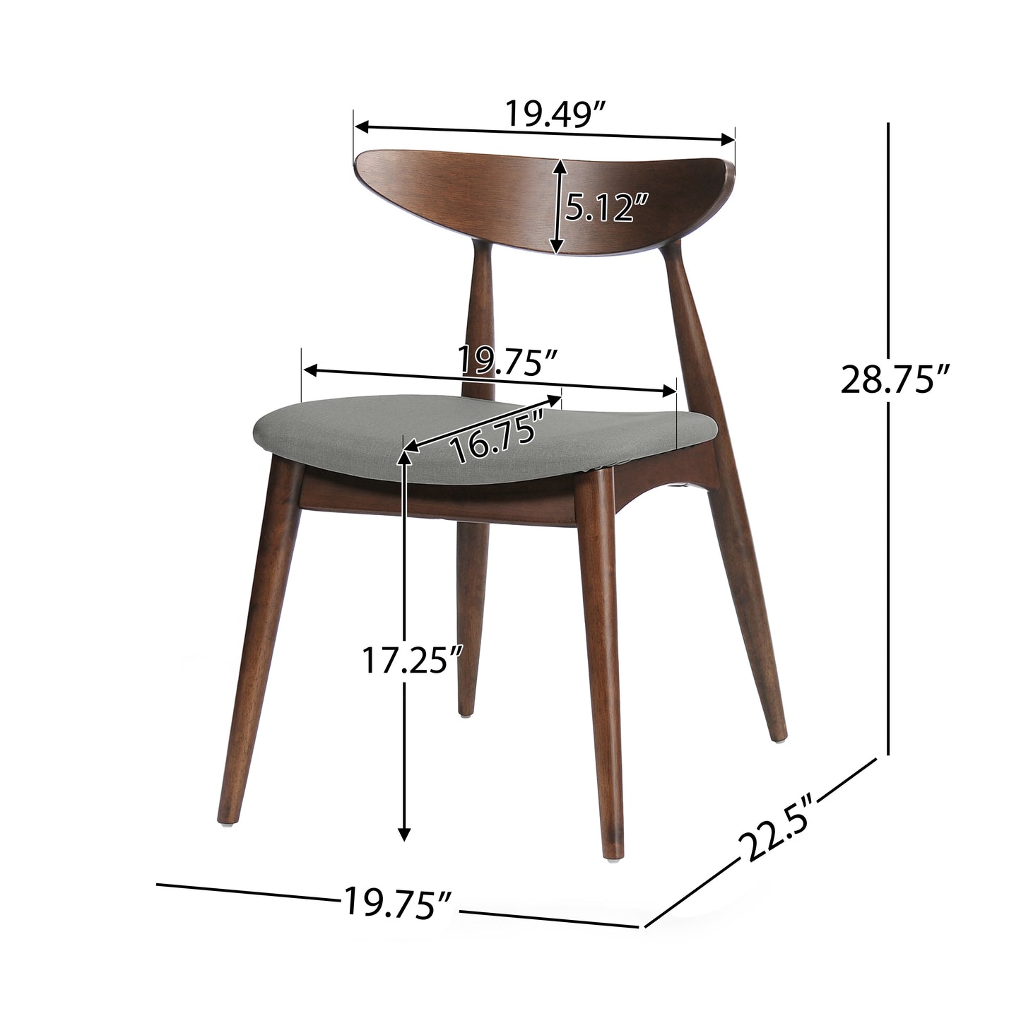 5 Piece Dining Table Set with Chairs - Rubberwood Frame