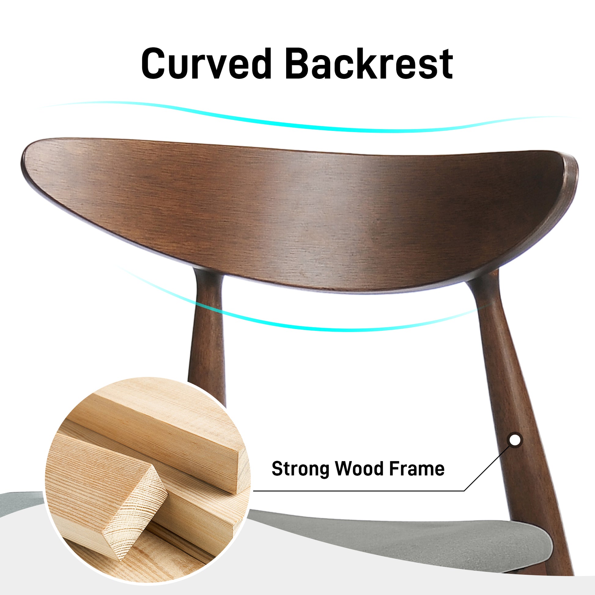 5 Piece Dining Table Set with Chairs - Rubberwood Frame