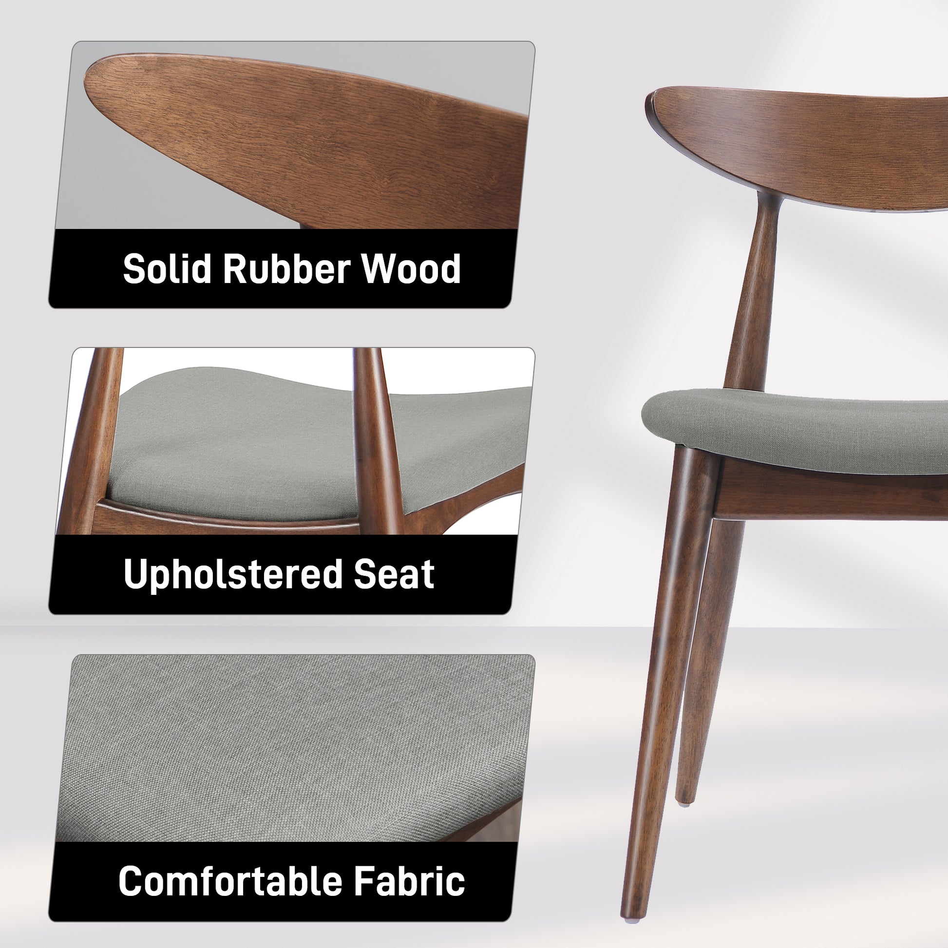 5 Piece Dining Table Set with Chairs - Rubberwood Frame