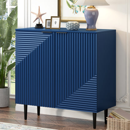 Mirod Modern Minimalist Side Cabinet with Adjustable Shelves ,Stylish Geometric Door Design,Ample Storage Space for Any Home Decor