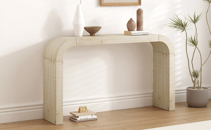52" Wood Console Table - Natural Texture, Farmhouse Style