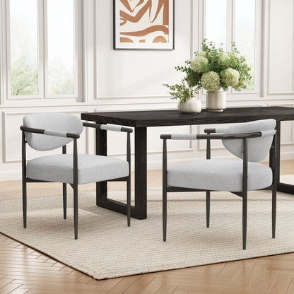 Beige Bronze Iron Dining Armchair - Modern American Style for Dining Room