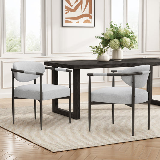 Beige Bronze Iron Dining Armchair - Modern American Style for Dining Room