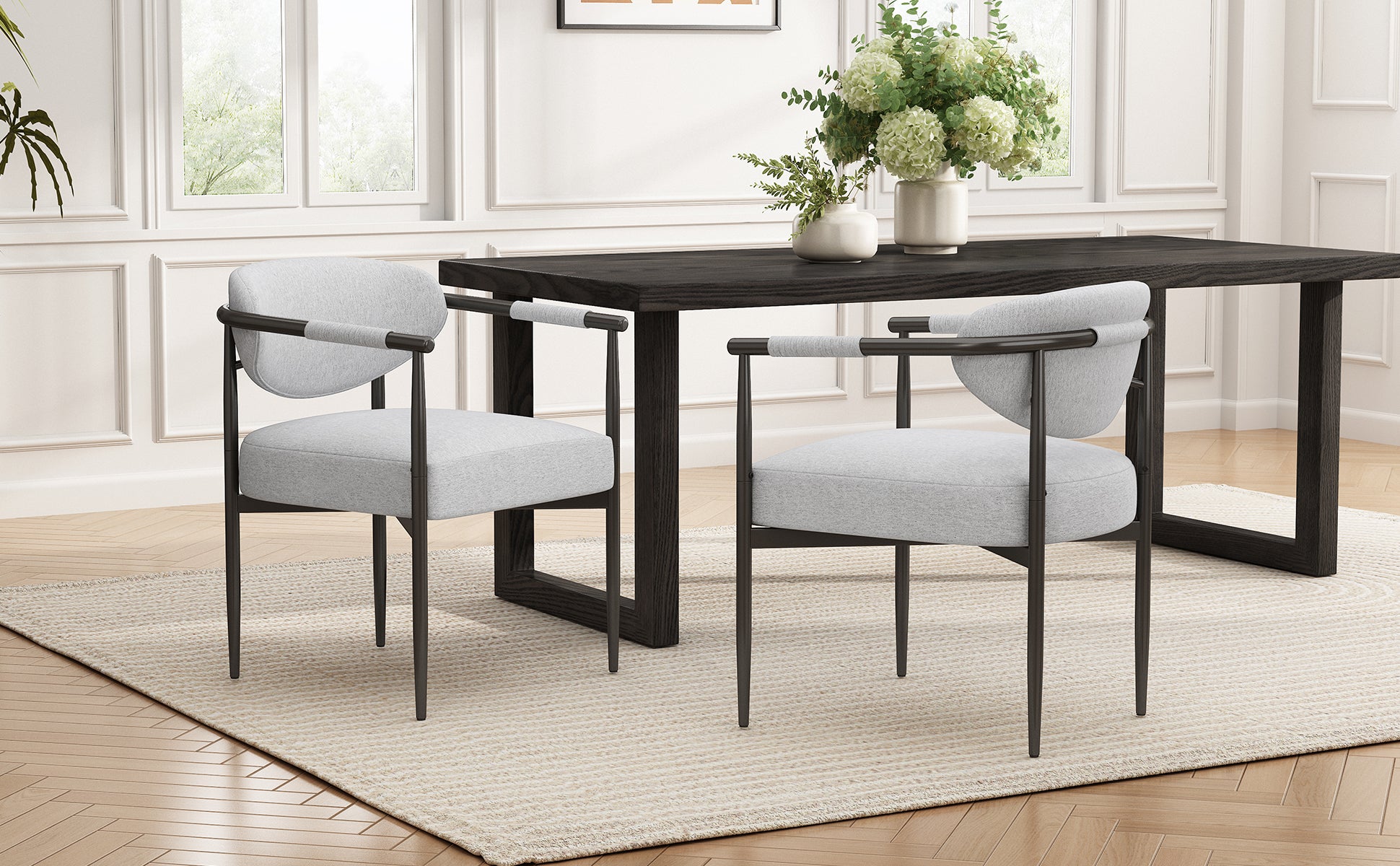 Beige Bronze Iron Dining Armchair - Modern American Style for Dining Room