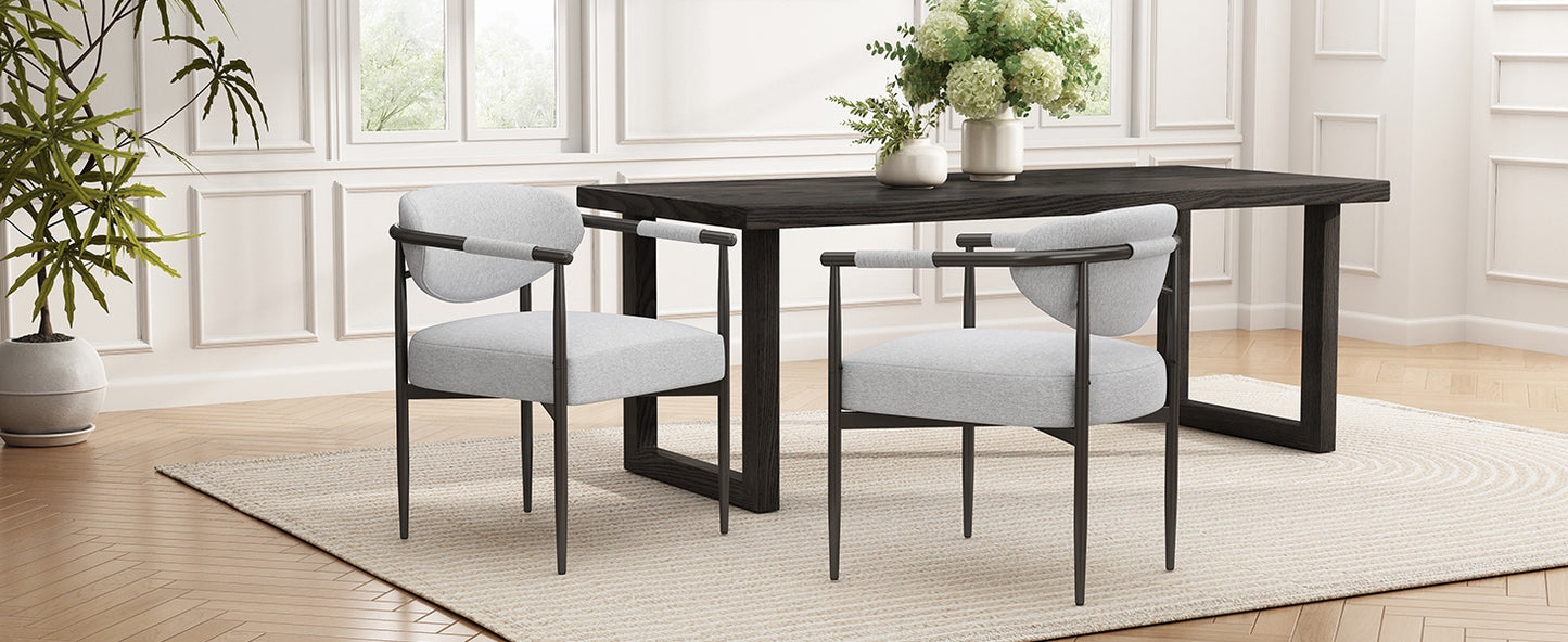 Beige Bronze Iron Dining Armchair - Modern American Style for Dining Room