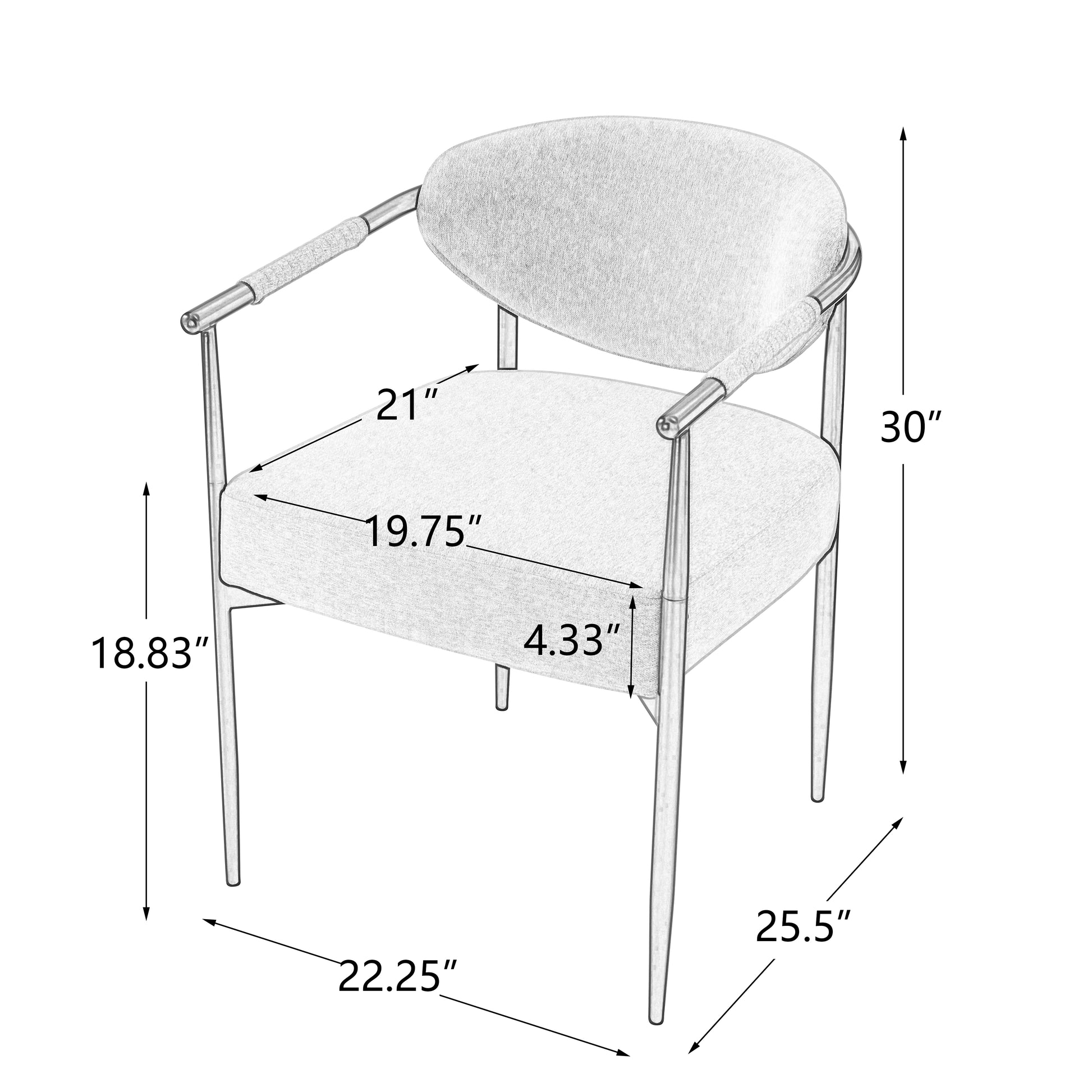 Beige Bronze Iron Dining Armchair - Modern American Style for Dining Room