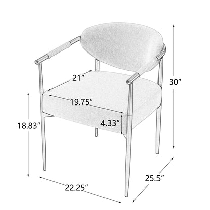 Beige Bronze Iron Dining Armchair - Modern American Style for Dining Room