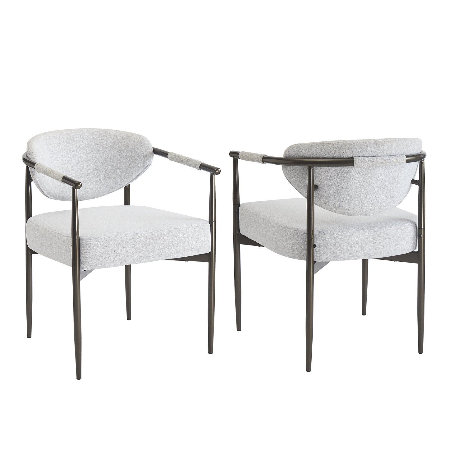 Beige Bronze Iron Dining Armchair - Modern American Style for Dining Room