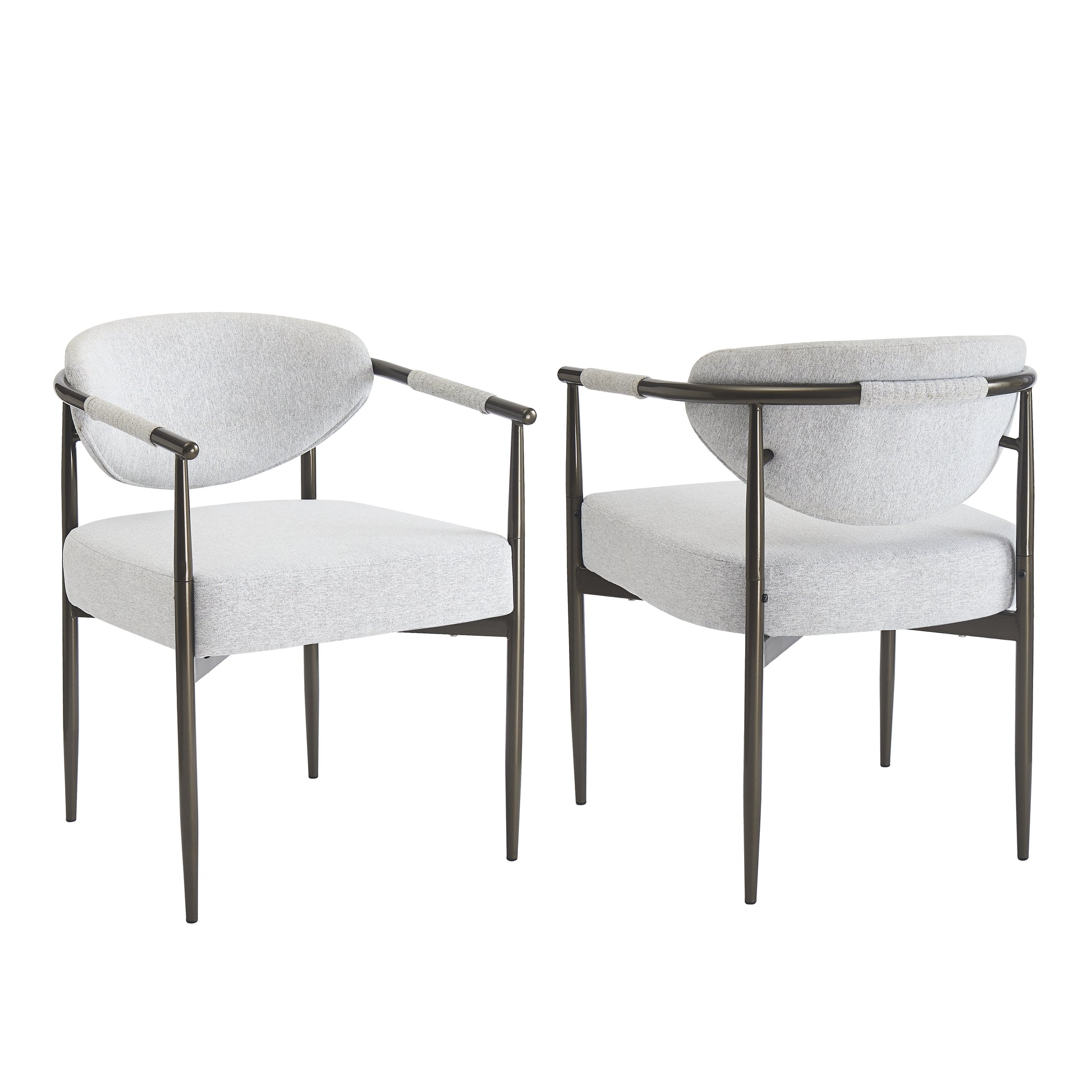 Beige Bronze Iron Dining Armchair - Modern American Style for Dining Room