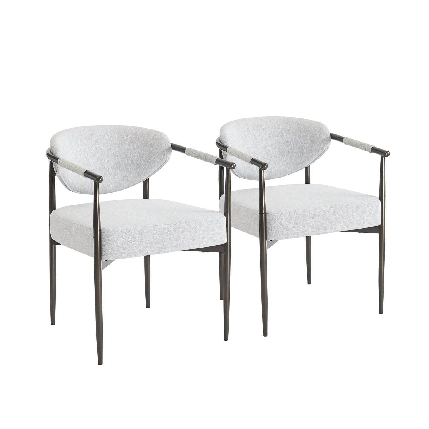 Beige Bronze Iron Dining Armchair - Modern American Style for Dining Room