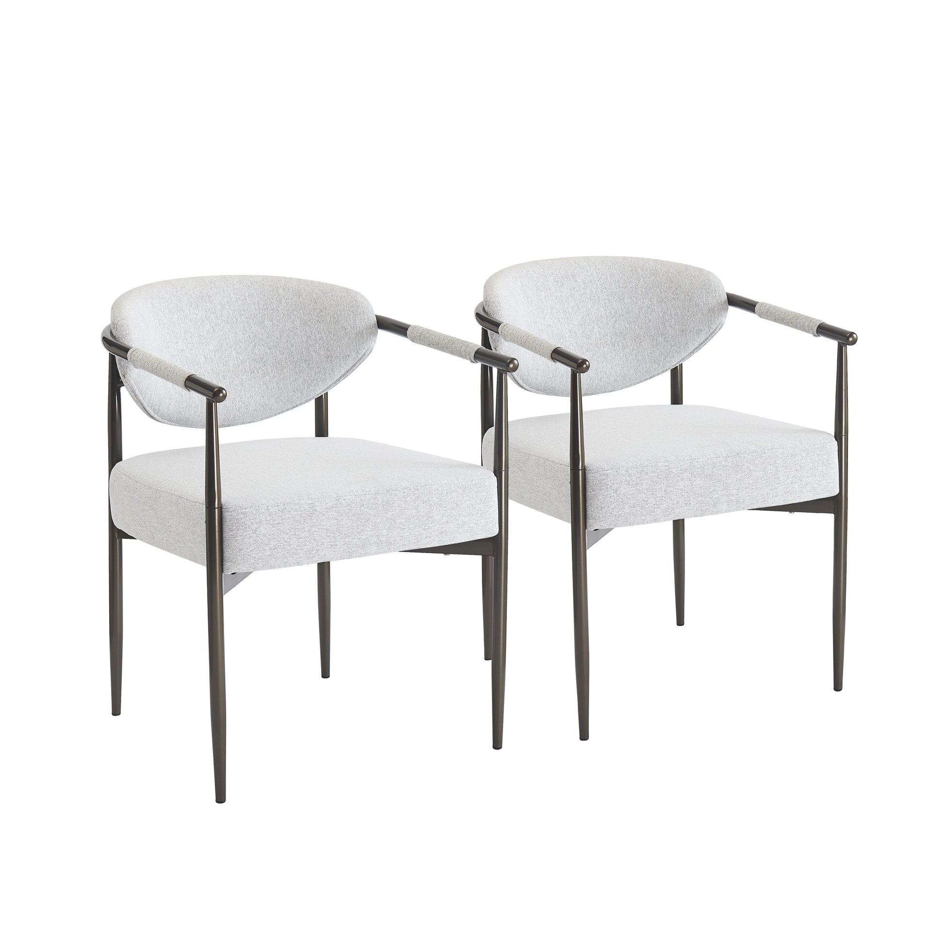 Beige Bronze Iron Dining Armchair - Modern American Style for Dining Room