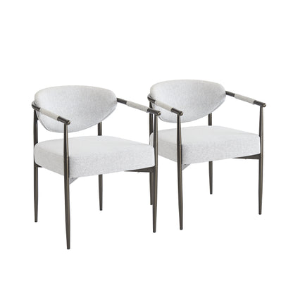 Beige Bronze Iron Dining Armchair - Modern American Style for Dining Room