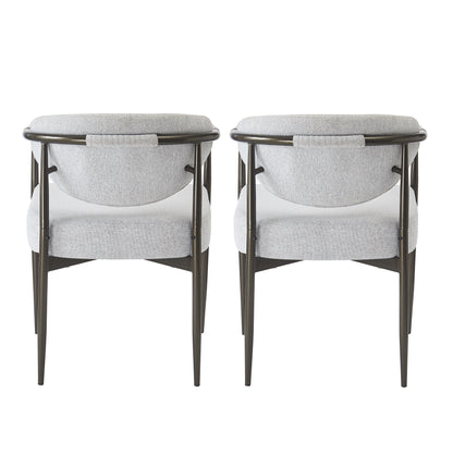Beige Bronze Iron Dining Armchair - Modern American Style for Dining Room