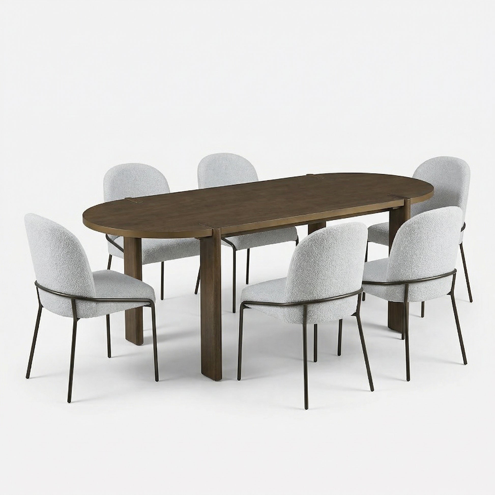 Oval Dining Set with Light Gray Chairs for Modern Kitchen and Dining Rooms