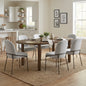 7 Pieces Modern Oval Dining Set, Rustic Farmhouse Solid Wood  Kitchen Table Set for 6, 71'' Large Luxury Retro Country Dinner Set with Light Gray Chairs, for Dining Room, Kitchen, Home Office, Walnut