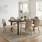7 Pieces Modern Oval Dining Set, Rustic Farmhouse Solid Wood  Kitchen Table Set for 6, 71'' Large Luxury Retro Country Dinner Set with Brown Chairs, for Dining Room, Kitchen, Living Room, Walnut